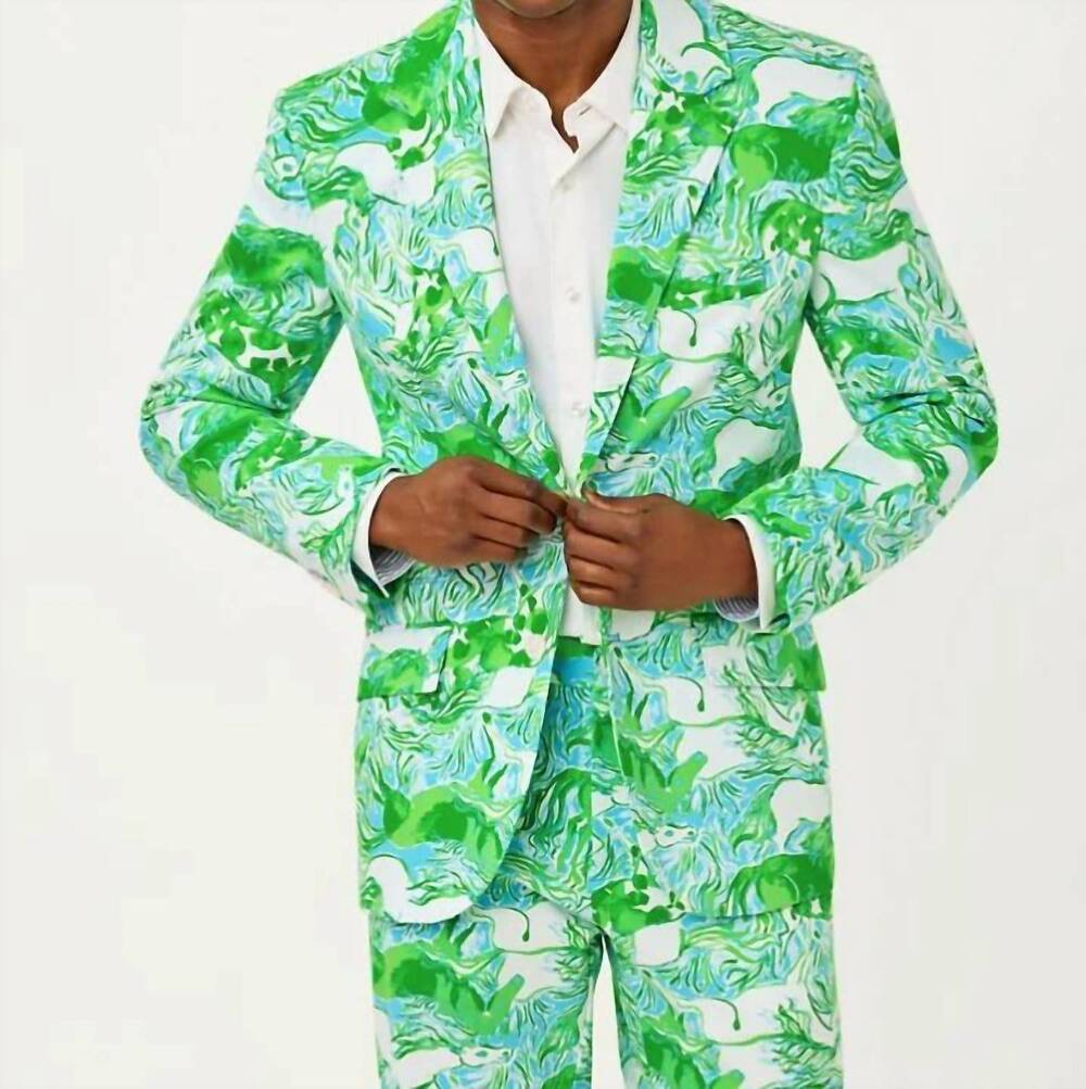 NEW LILLY PULITZER stuff flager blazer in capri blue galloping gals